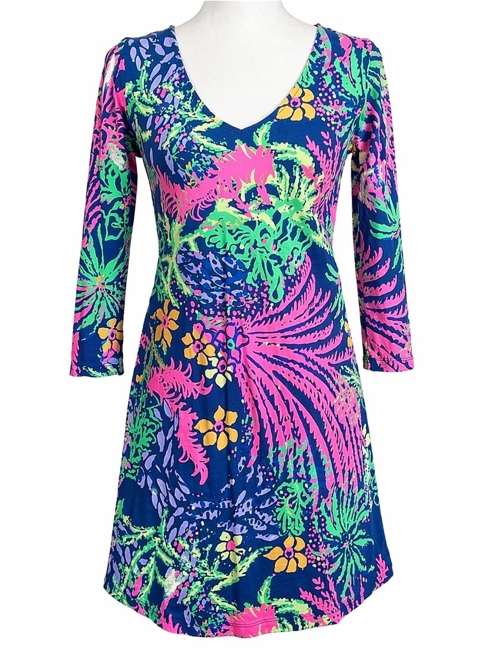 LILLY Pulitzer Erin All A Glow V-neck Relaxed Nautical Shift Dress XS Vacation